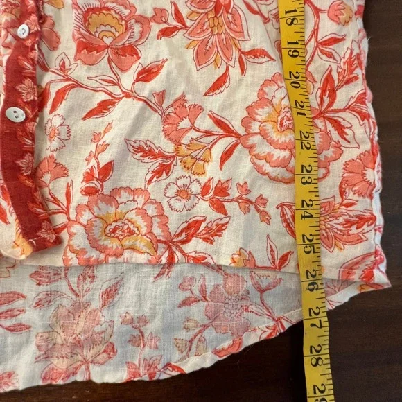 Rachel Zoe Linen Flax Button Up Top Size Large Summer Spring Lightweight Floral - Picture 5 of 6